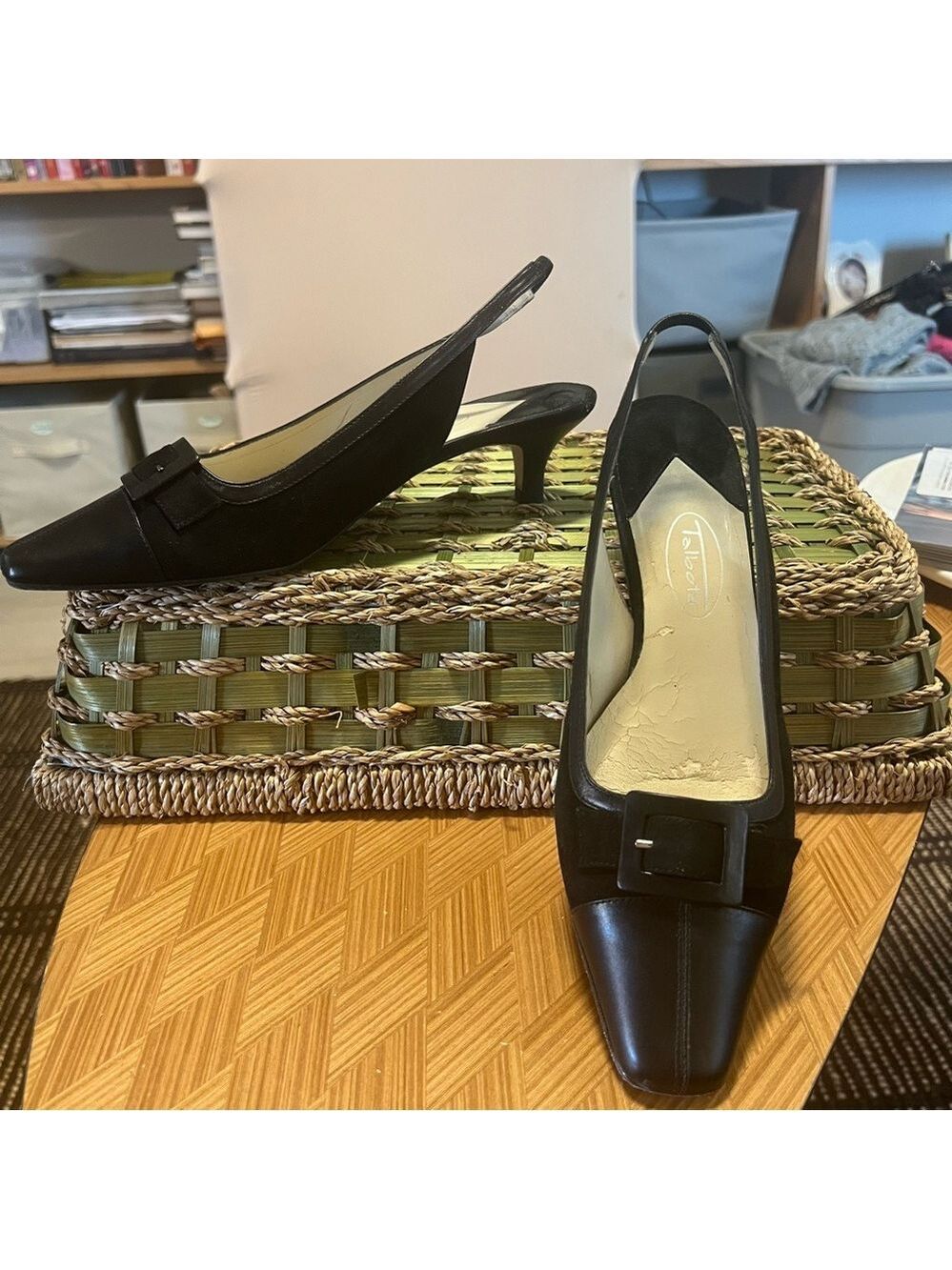 Classic Talbots Black Slingbacks- Genuine Leather
